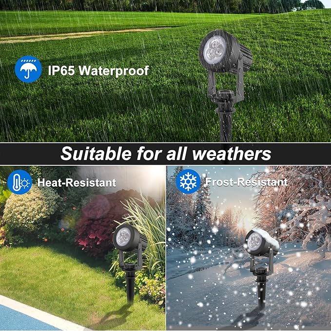 Blue Solar Spot Lights Outdoor,2 Pack Solar Landscape Spotlights IP65 Waterproof 9.8ft Cable, Auto On/Off Outdoor Wall Lights for Garden Yard Driveway Porch Walkway Pool (1-in-1)