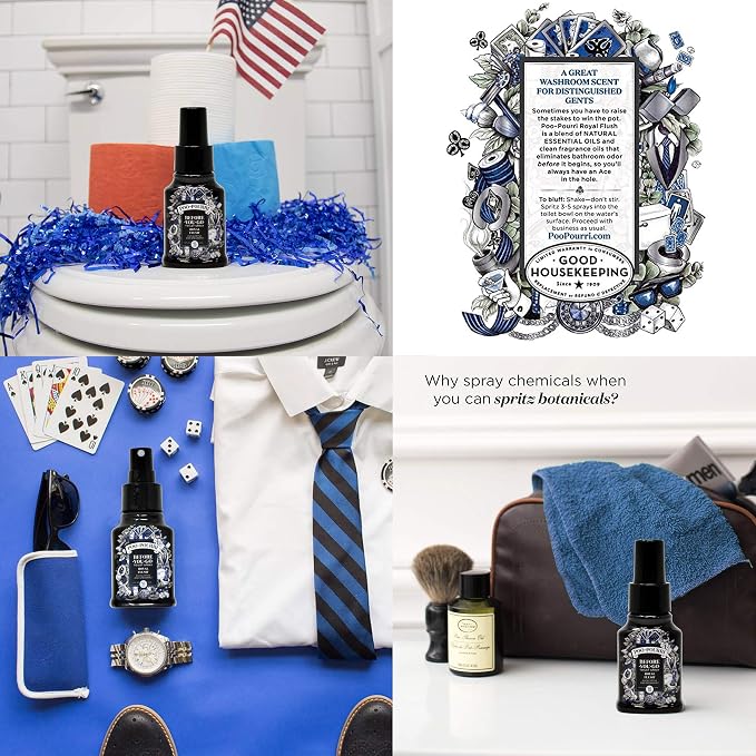 Poo-Pourri Set - Includes Tropical Hibiscus, Lavender, Hollyday Spice and Ship Happens 1.4 Ounce Bottles
