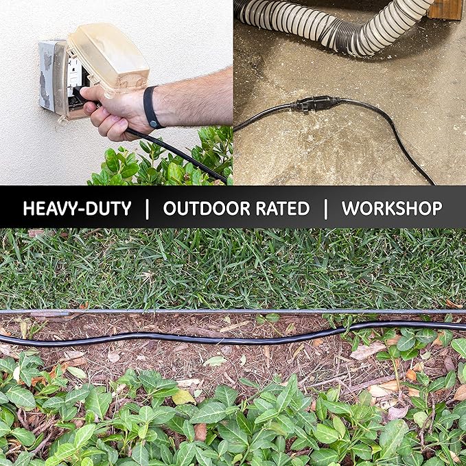 UltraPro Outdoor Extension Cord, 15 Ft, Heavy Duty Extension Cord, Double Insulated, Grounded, 16 Gauge, 3 Prong Extension Cords, General Purpose Long Extension Cord, UL Listed, Black, 36824