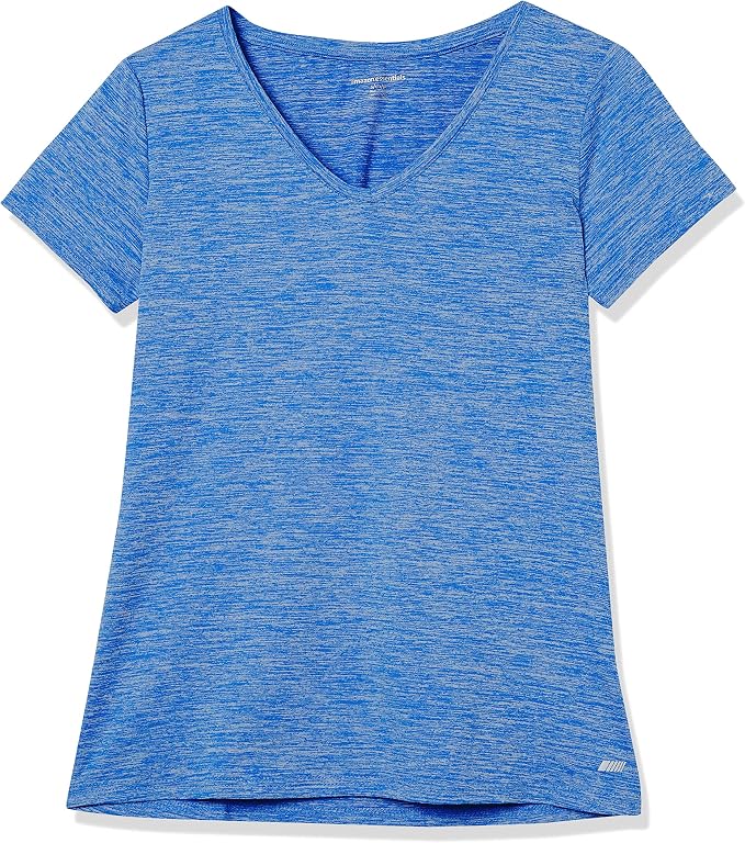 Amazon Essentials Women's Active Quick Dry Tech Stretch Short-Sleeve V-Neck T-Shirt (Available in Plus Size), Pack of 2