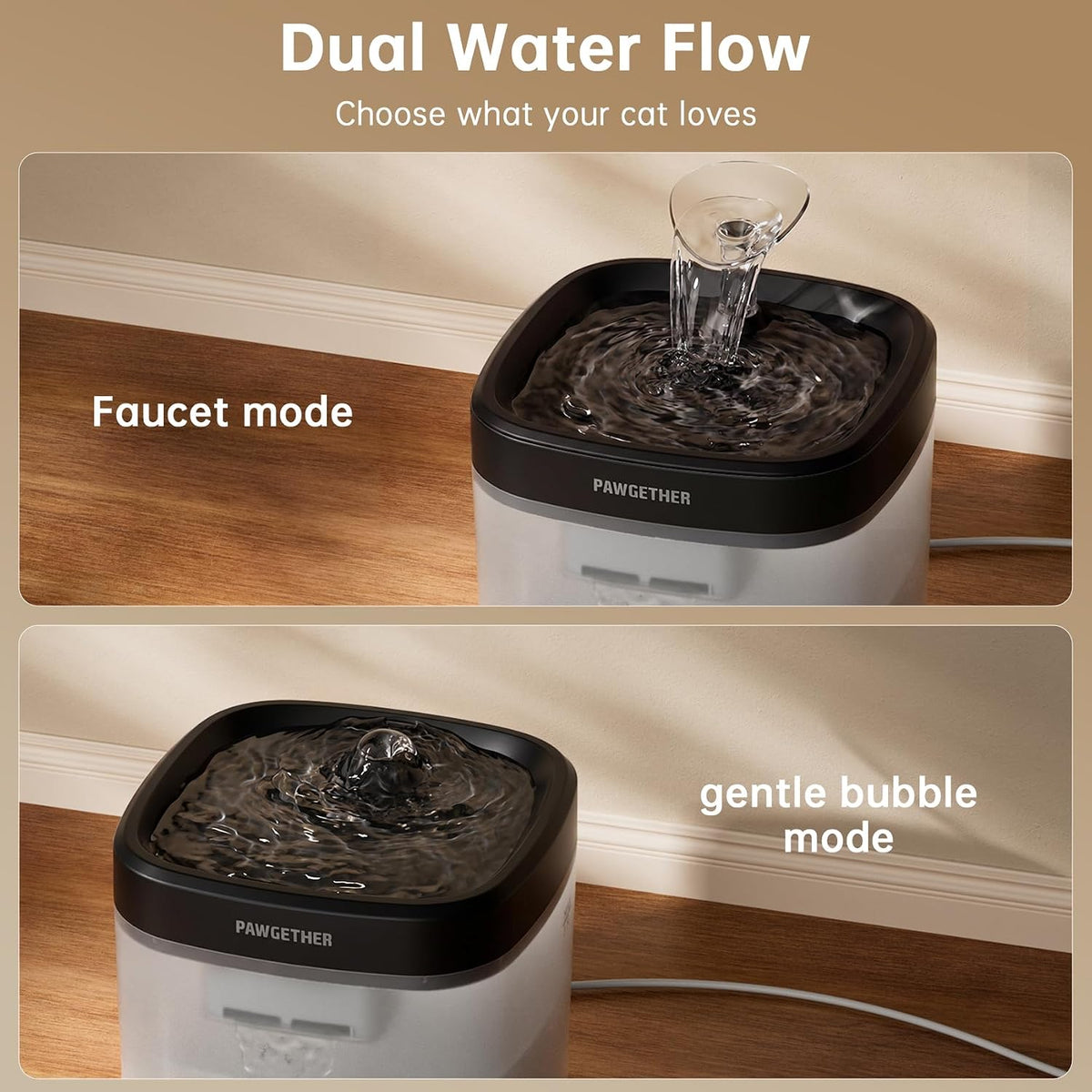 PAWGETHER® Cat Water Fountain with Wireless Pump 51oz/1.5L Dog Water Fountain, Ultra Quiet Automatic Pet Water Fountain Portable Indoor Ourdoor Travel Small Dog Water Dispenser with Adapter Black