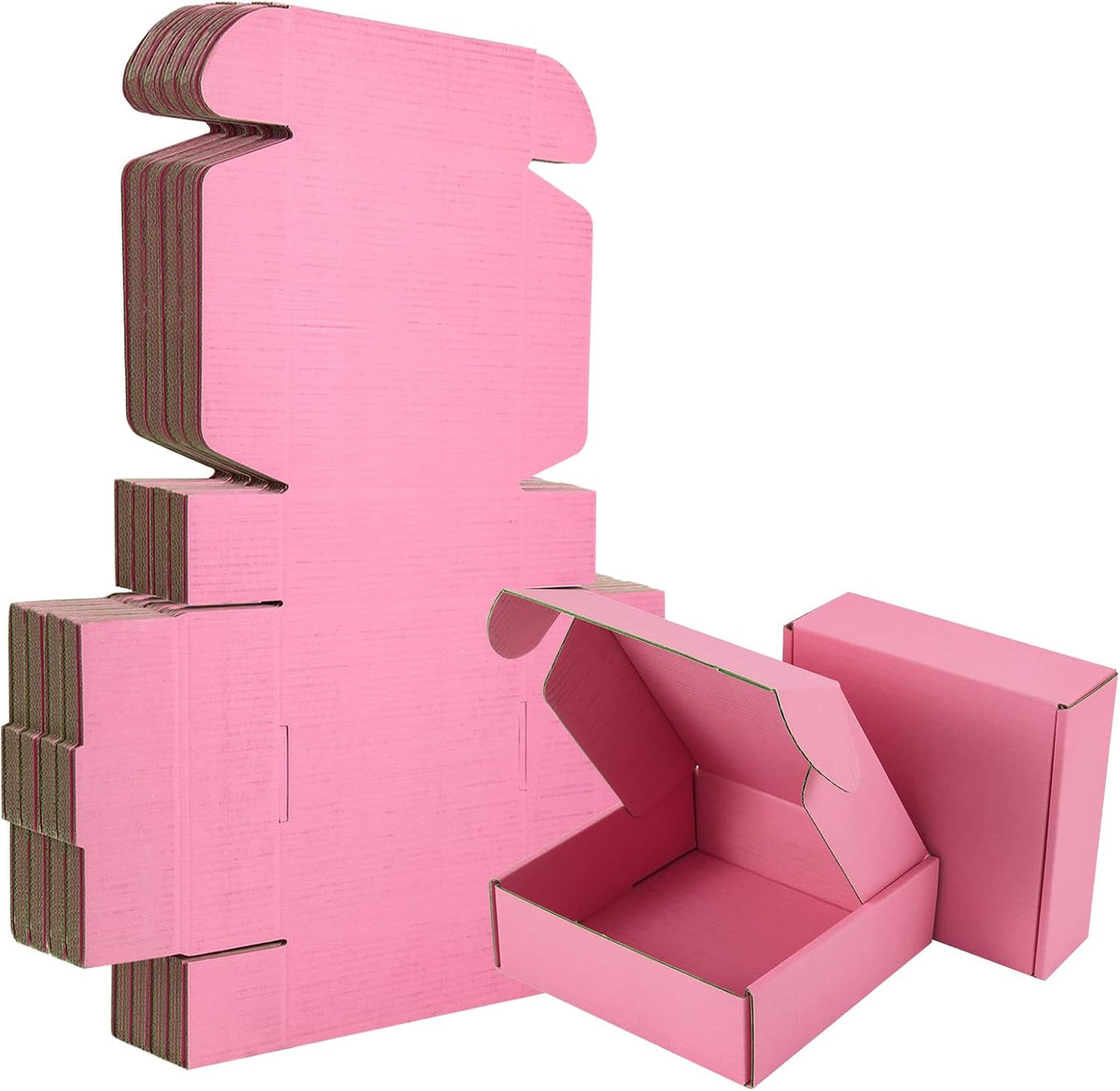 25 Pack Small Shipping Boxes Pink Corrugated Cardboard Box 4x4x2 inches,Corrugated Box for Packaging Small Business,Mailing Packing Literature Mailer,Shipping Gift Boxes