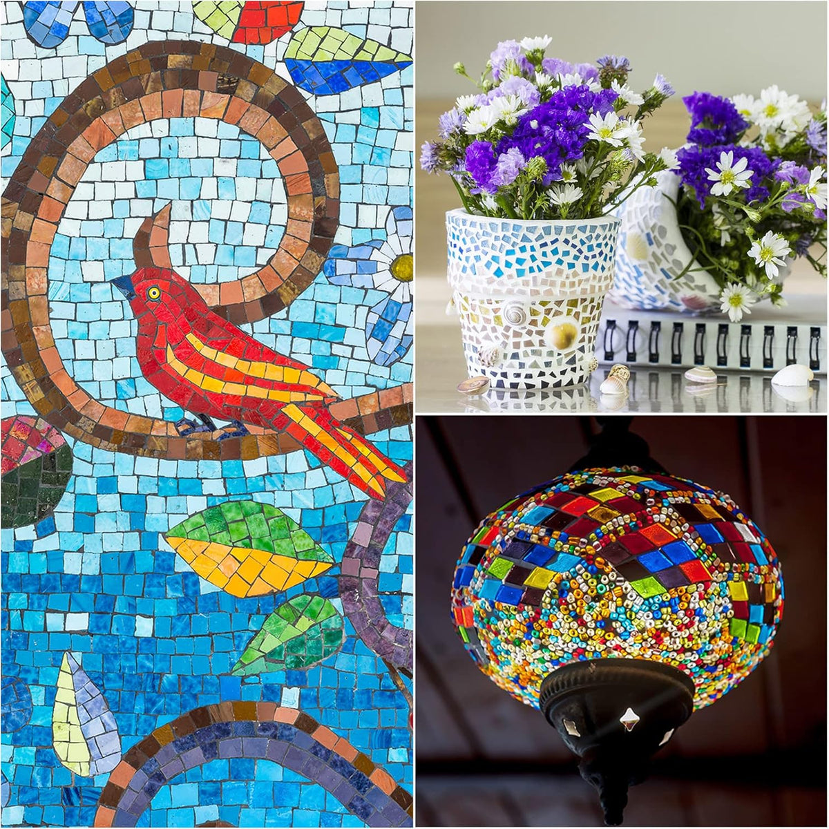 Mosaic Tiles, Micro Glass Tiny Mini Mosaic Tile DIY Hobbies Handmade Crystal Free Stone Craft Material Creativity (Light Pink Pack of 110)