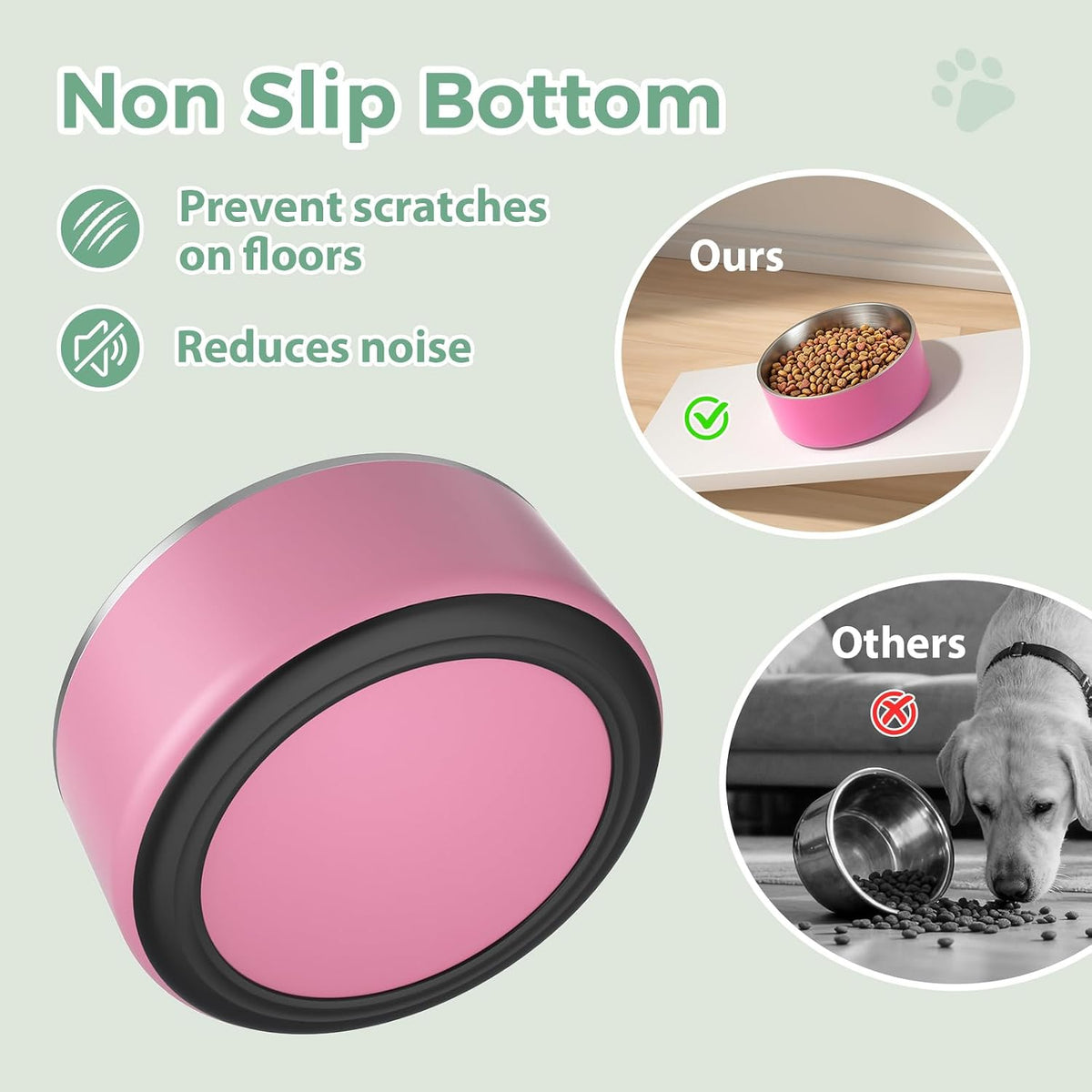 2 Pack Stainless Steel Dog Bowls,Outdoor Dog Water Bowl and Food Bowl,Pink