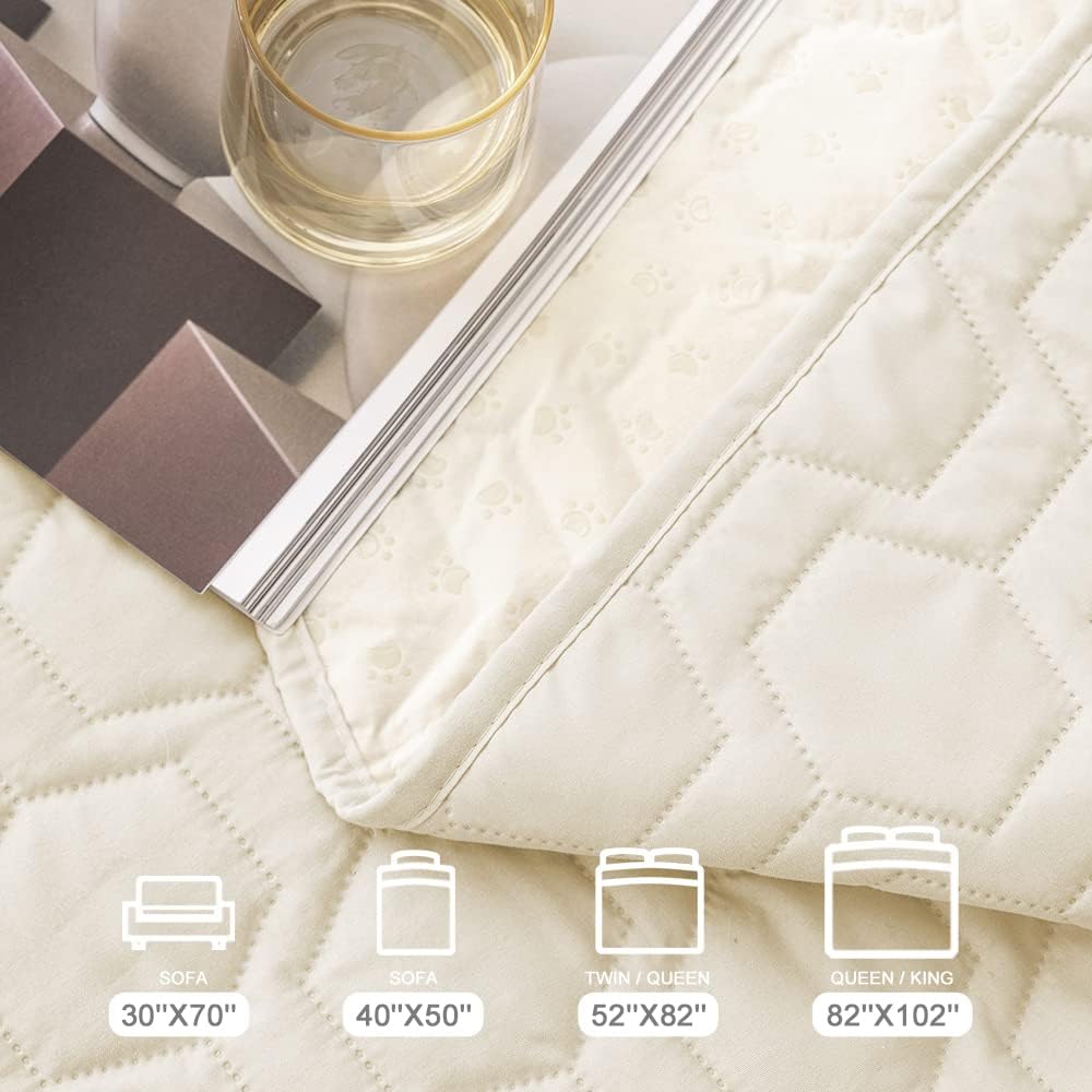 Tcksstex Waterproof and Anti-Slip Dog Bed Cover and Pet Blanket Sofa Pet Bed Mat ,car Incontinence Mattress Protectors Furniture Couch Cover for Most Cats Dogs, Pets(30x70-Ivory)