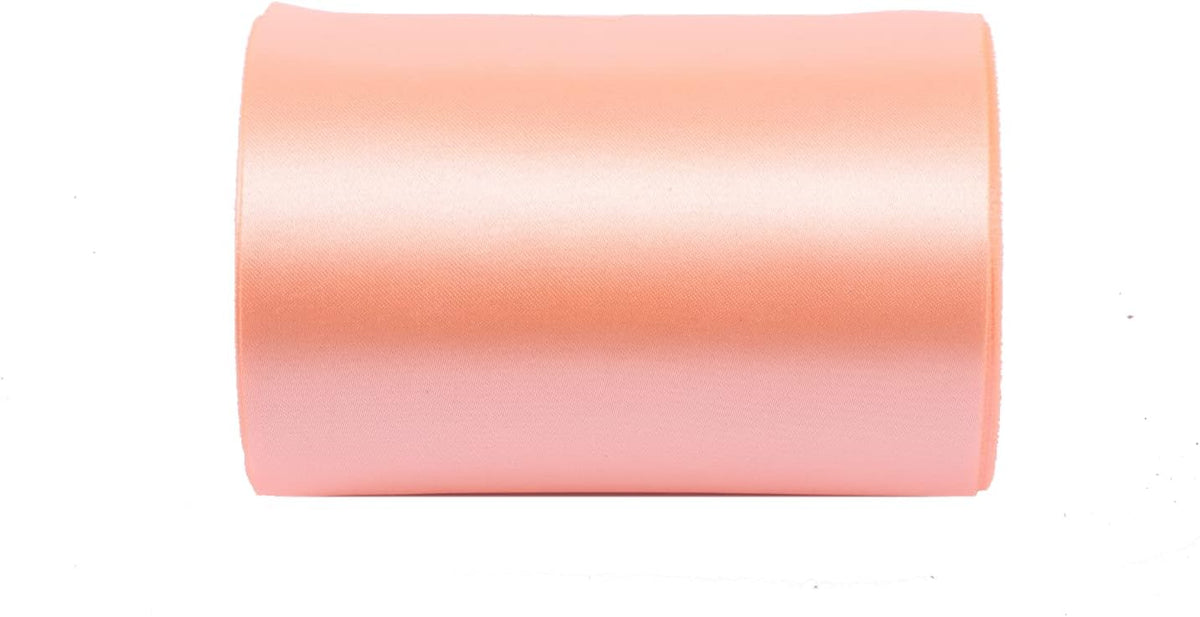 YYCRAFT 6 Inch Wide Satin Ribbon Satin Fabric Spool for Grand Opening Cutting Ceremony Wedding Birthday Party Decoration Gift Craft (22 Yards,Peach)