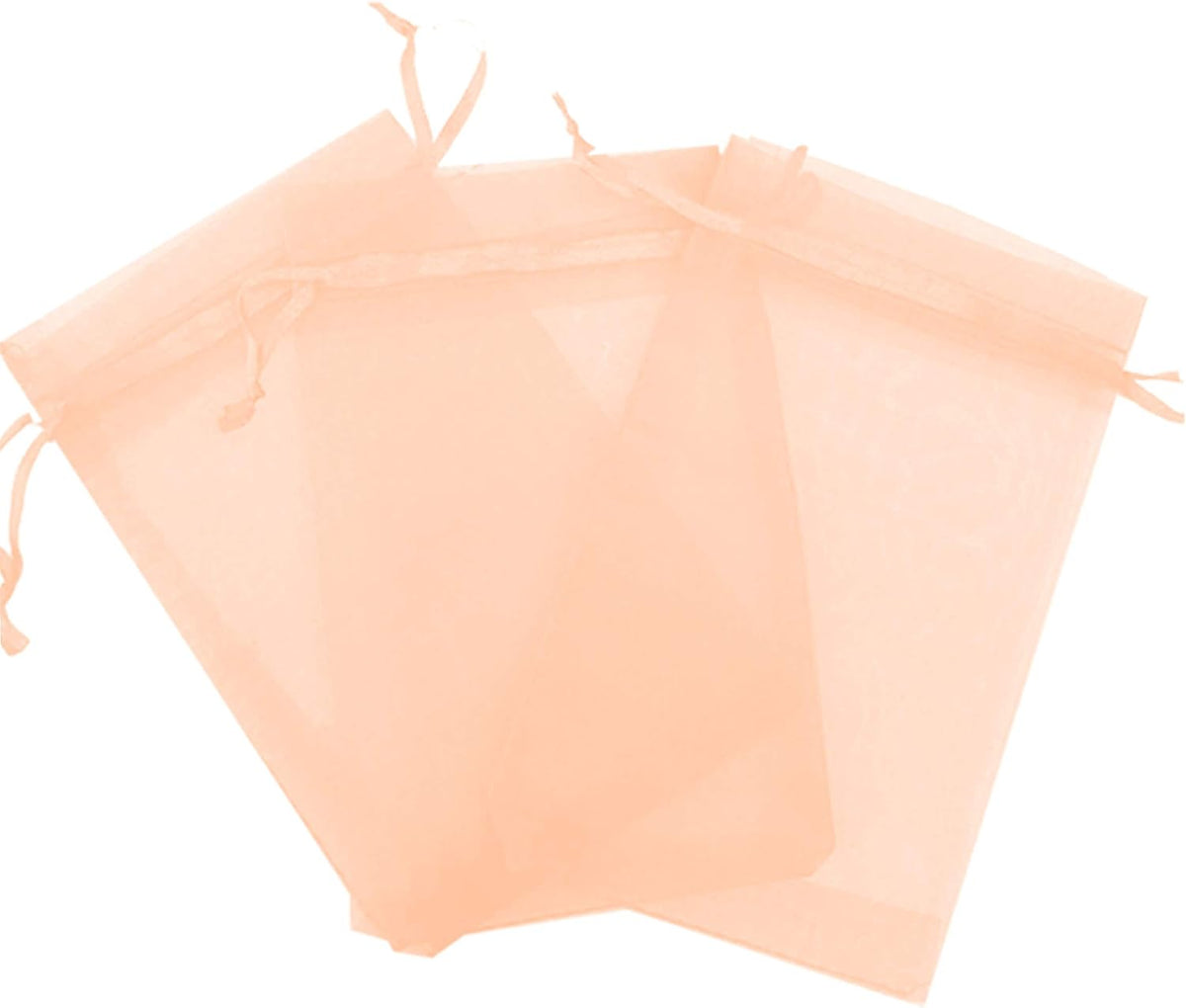 50 Pcs Peach 5x7 Sheer Drawstring Organza Jewelry Pouches Wedding Party Favor Gift Bags Candy Bags