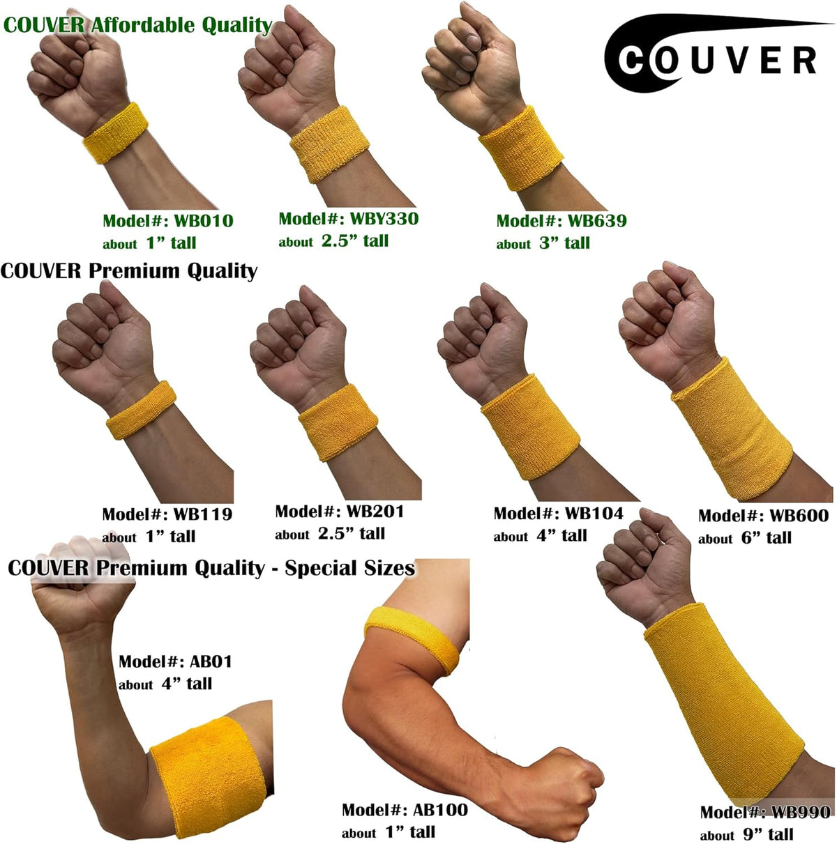 Cotton Terry Athletic Wrist Sweatbands
