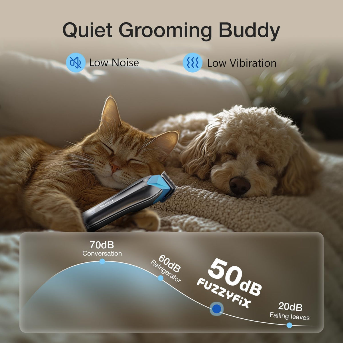 Dog Clippers for Grooming with Detachable Blade for Thick Coats, Cordless Rechargeable Low Noise Professional Pet Grooming Hair Trimmer Shaver Kit with 8 Guide Combs for Dogs Cats Animals