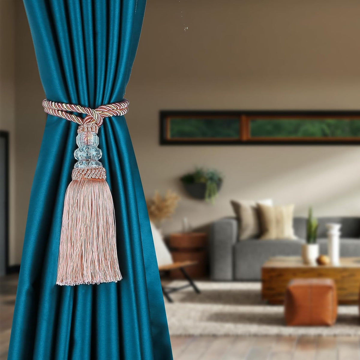 4 Pack Curtain Tiebacks with Tassel, Mix Pink