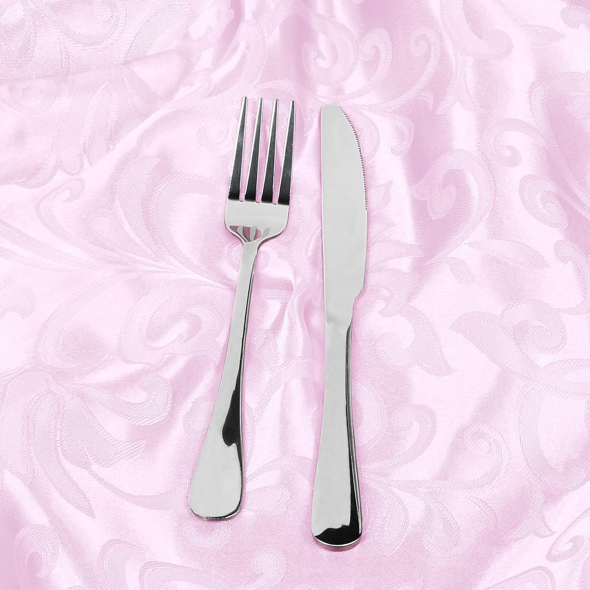 12 Pack Blush Pink Satin Napkins 17 x 17 Inch - Silky Soft Jacquard Damask Table Cloth Set, Square Fabric Dinner Napkins for Wedding, Banquet, Party Decoration