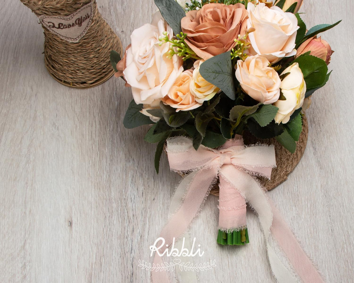 Blush Pink Chiffon Ribbon - 1 Inch x 20 Yard Handmade Fringe for Gifts, Weddings, Flowers