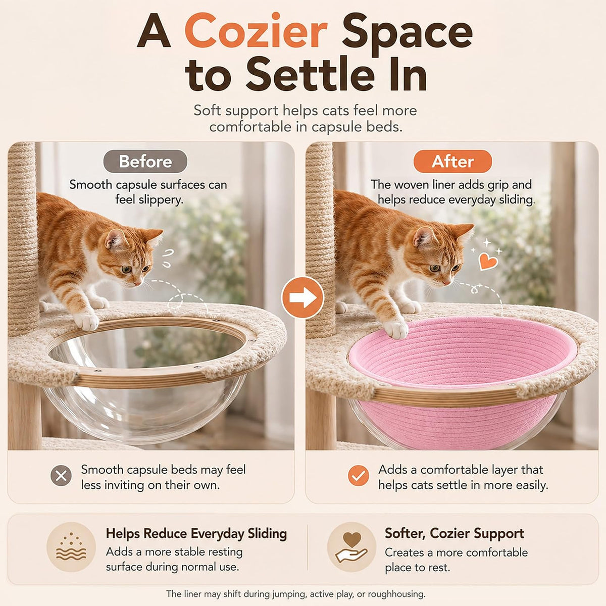 15.7 in Cotton Rope Cat Bed Mat & Cat Capsule Bed Liner