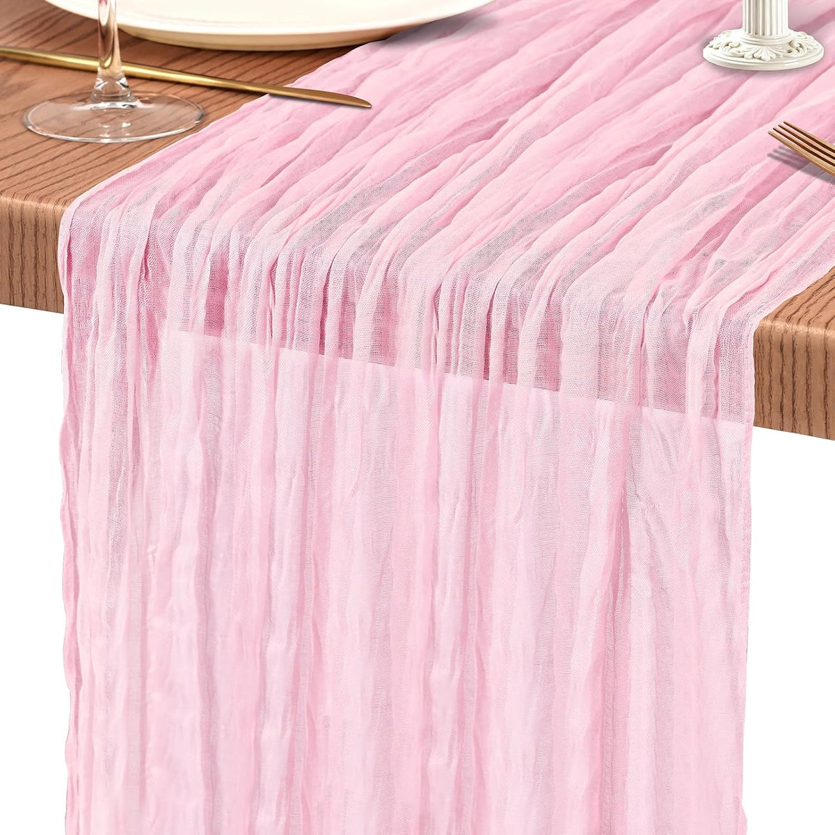 18 Pack Cheesecloth Table Runner 10FT Light Pink Table Runner Boho Gauze Cheese Cloth Table Runners Long Rustic Sheer Table Decorations for Wedding Party Baby Bridal Shower Birthday Holiday Home