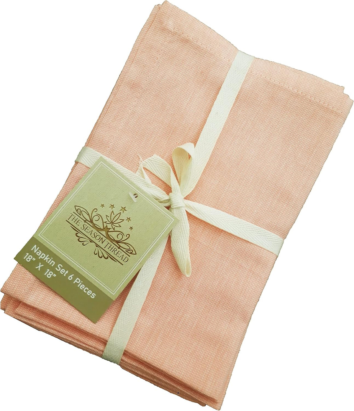 Two-Toned Napkin Set, Peach, 100% Cotton, Napkin Size 18x18 Inch, Suitable for Formal Dining, Everyday Meals, Thanks-Giving and Other Casual Occasions. Pack 6 Pieces.