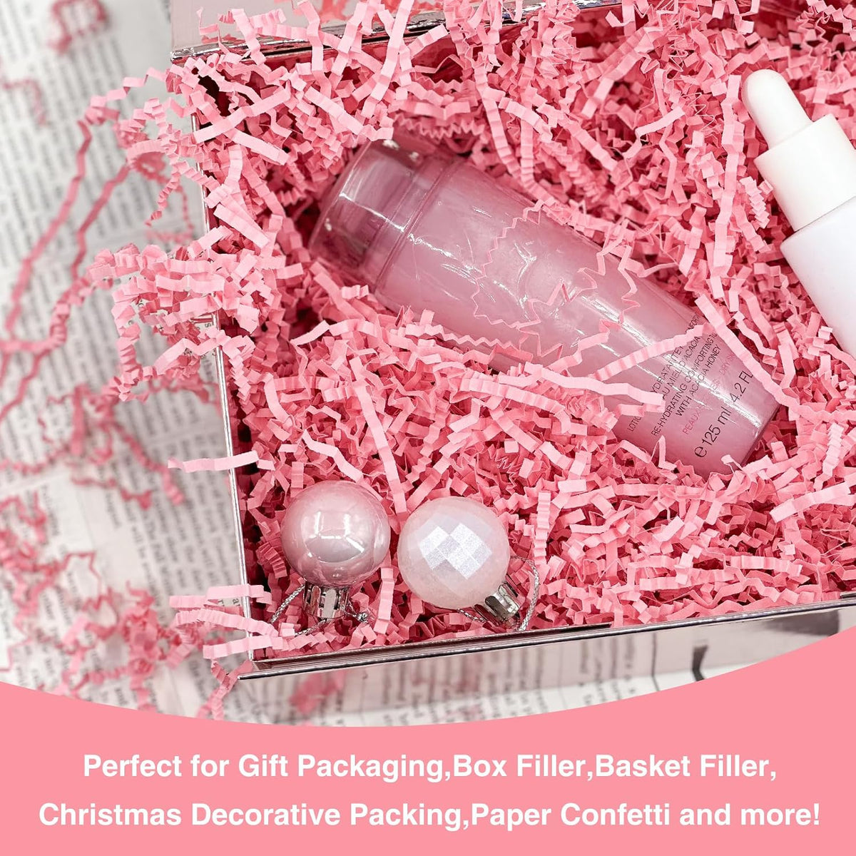 2LB Crinkle Paper Shred Filler for Gift Box Bag and Basket On Mother's Day(Pink)