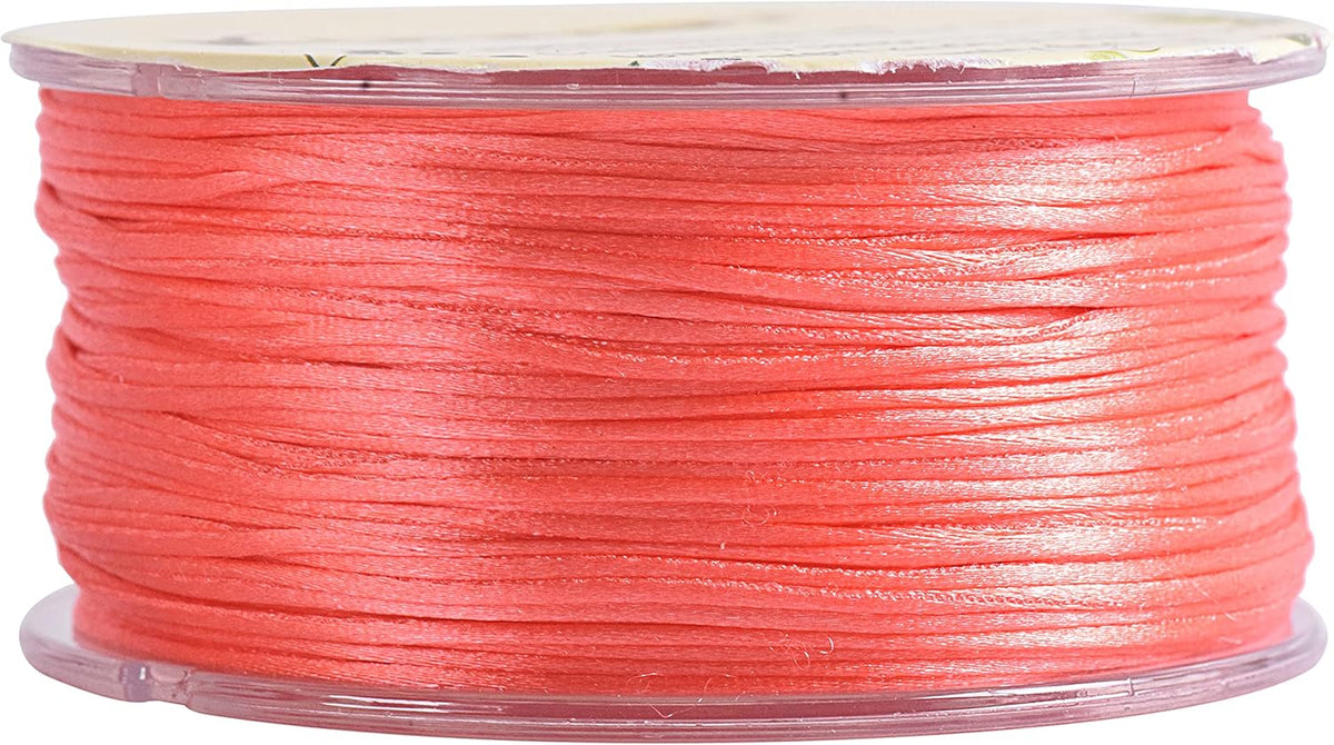 Nylon Satin Silk Trim Cord, 50 Yards 0.8mm Rattail Beading String for Chinese Knotting, Kumihimo, Beading, Macramé, Jewelry Making, Dark Peach