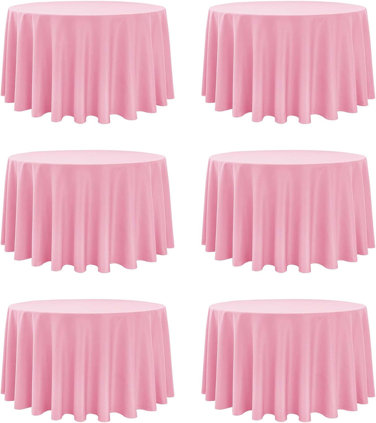 6-Pack Pink Round Tablecloths, 120 in, for 5-6 Ft Round Tables