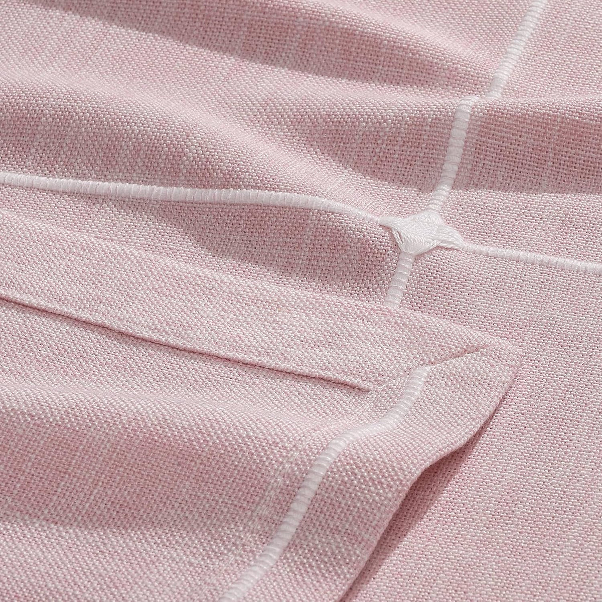 ZeeMart Grid Embroidered Rectangle Hemmed Tablecloths 60x104in, Pink