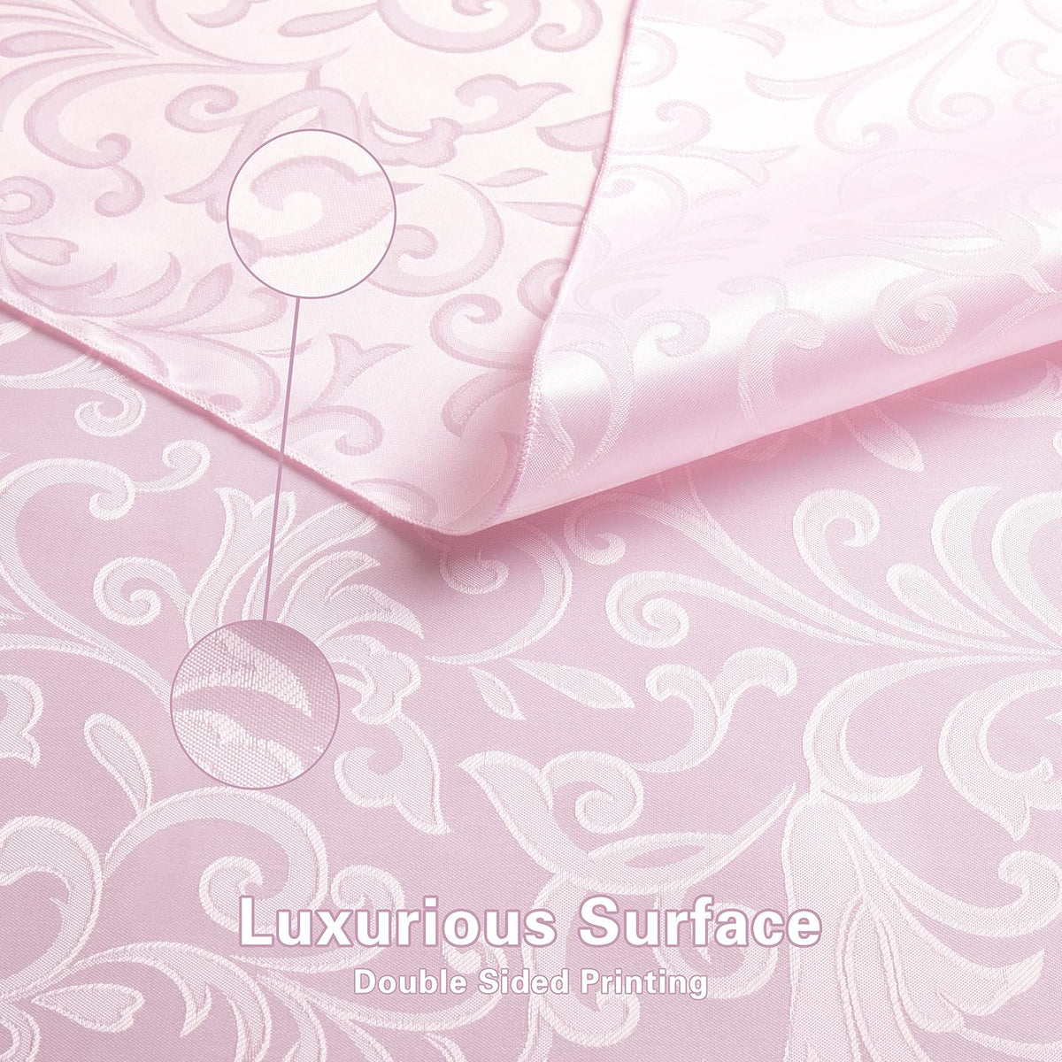 12 Pieces Scroll Damask Jacquard Satin Napkins Light Pink Cloth Napkins 17 x 17 inch,Water Resistant Spillproof Dinner Napkins for Restaurant Weddings Party Dinner Decoration