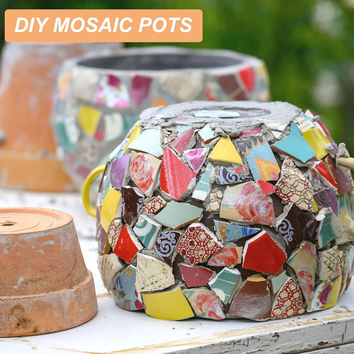 Irregular Ceramic Mosaic Tiles, 200g/0.44lb Broken Porcelain Mosaic Tiles Bulk Irregular Glazed for DIY Art Craft Making Home Decor, Blue/Pink Multi