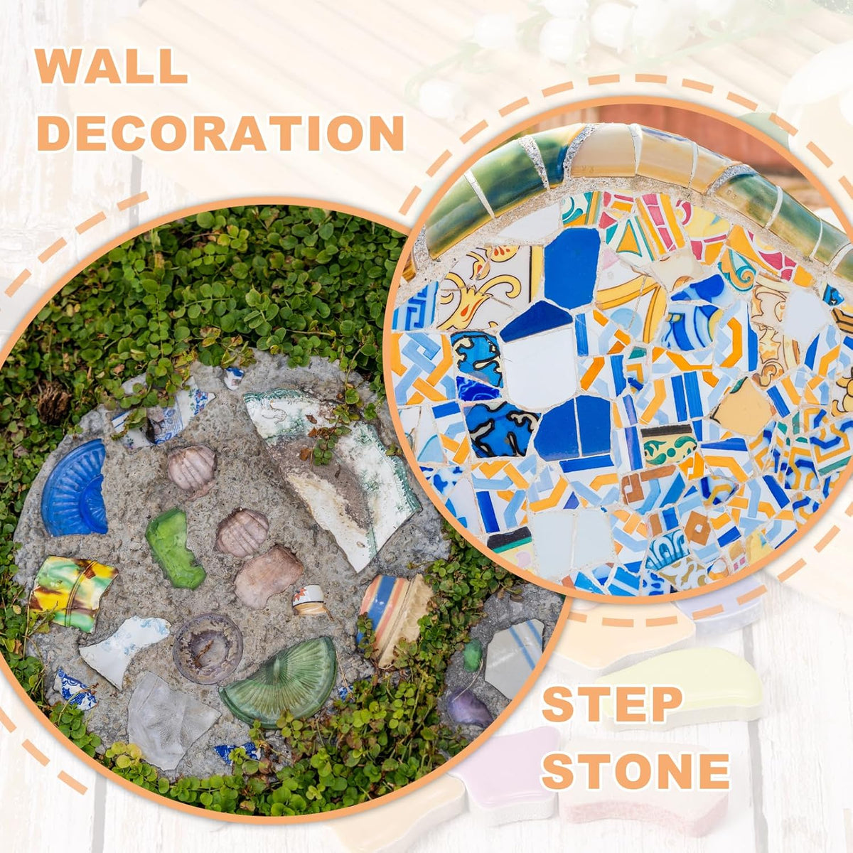 Irregular Ceramic Mosaic Tiles, 200g/0.44lb Broken Porcelain Mosaic Tiles Bulk Irregular Glazed for DIY Art Craft Making Home Decor, Blue/Pink Multi