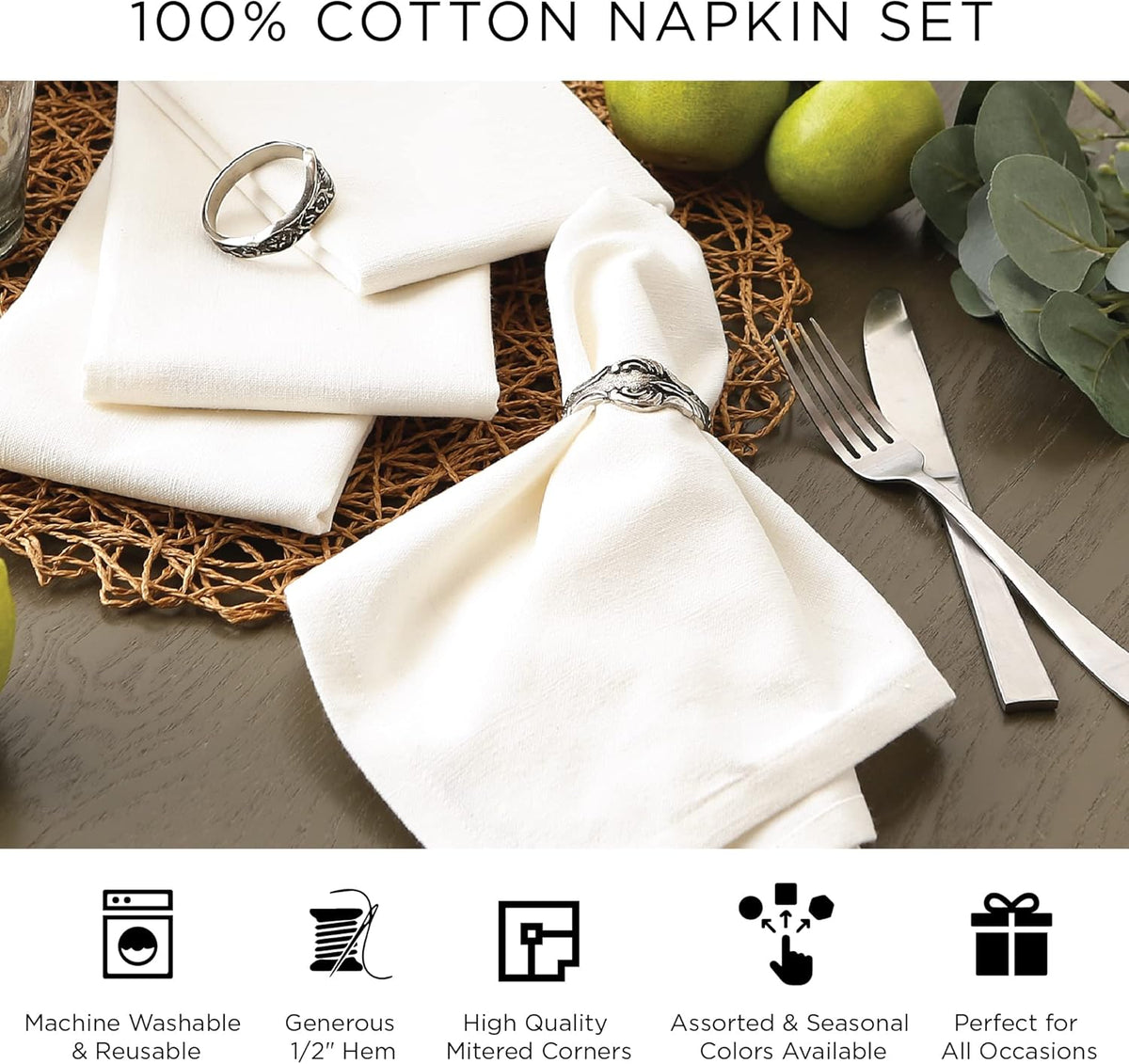 DII Checkered Tabletop Collection 100% Cotton, Machine Washable, Napkin Set, 20x20, Summer Check, 4 Piece