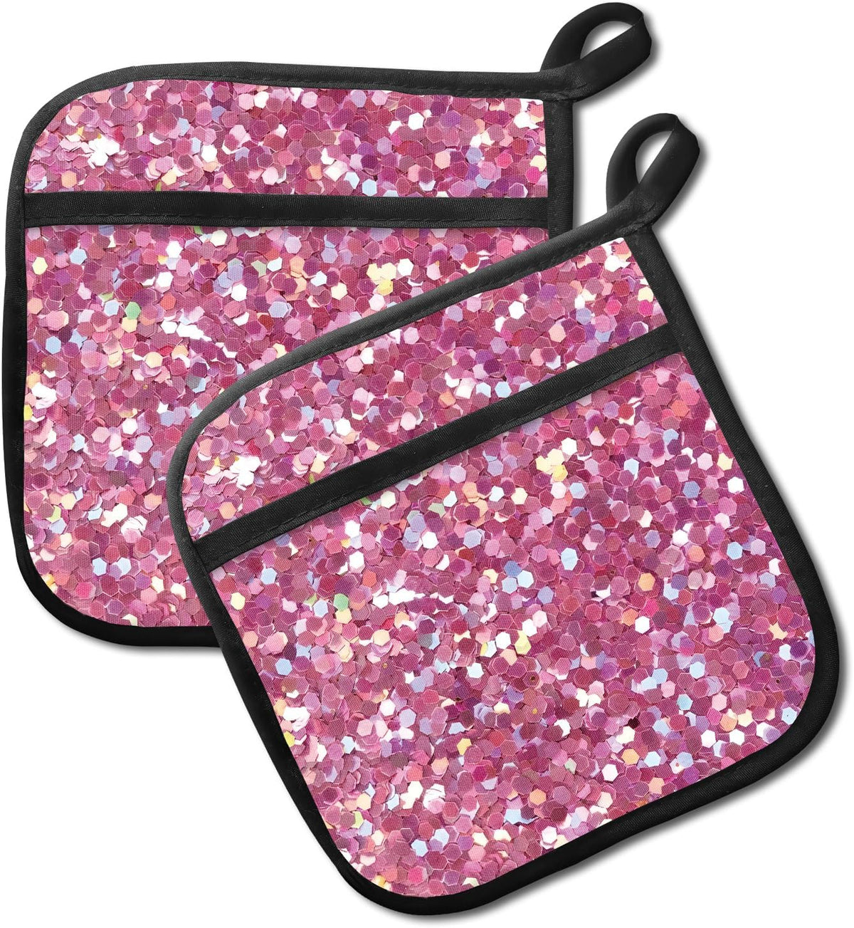 2 Pack Pot Holders for Kitchen Clearance, Cute Hot Pads, Funny Oven Pot Holders, Potholders Sets for Kitchen Heat Resistant Glitter Pink Pattern