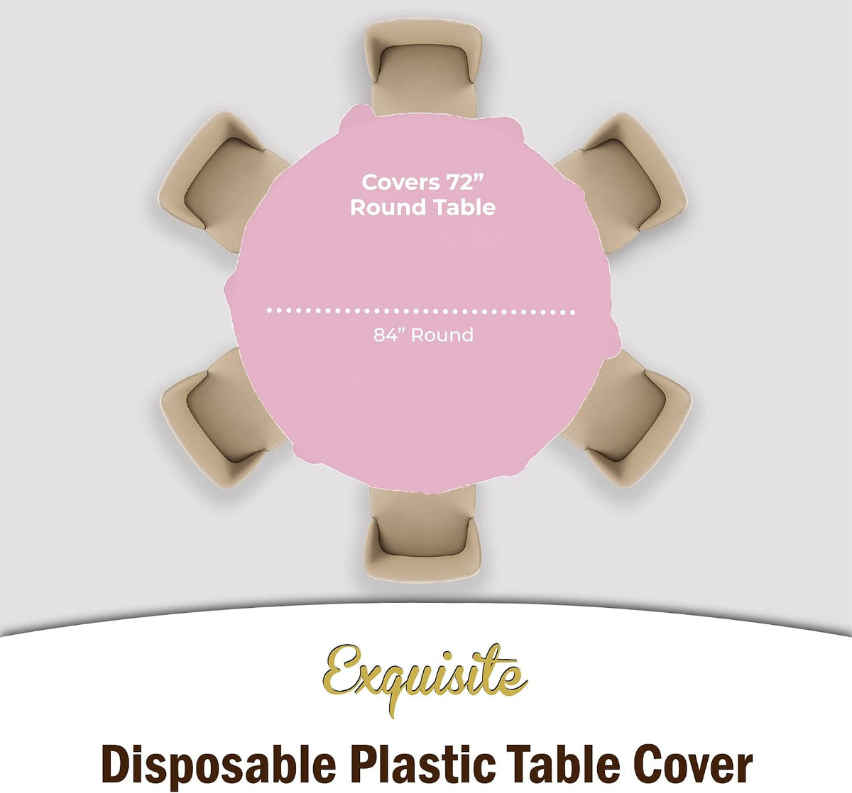 12-Pack Premium Plastic Tablecloth 84in. Round Table Cover - Pink