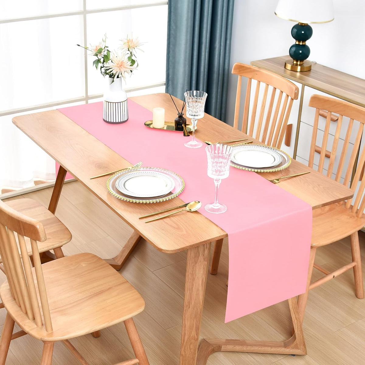 Farmhouse Pink Table Runner Dining Table Runners 48 Inches Long