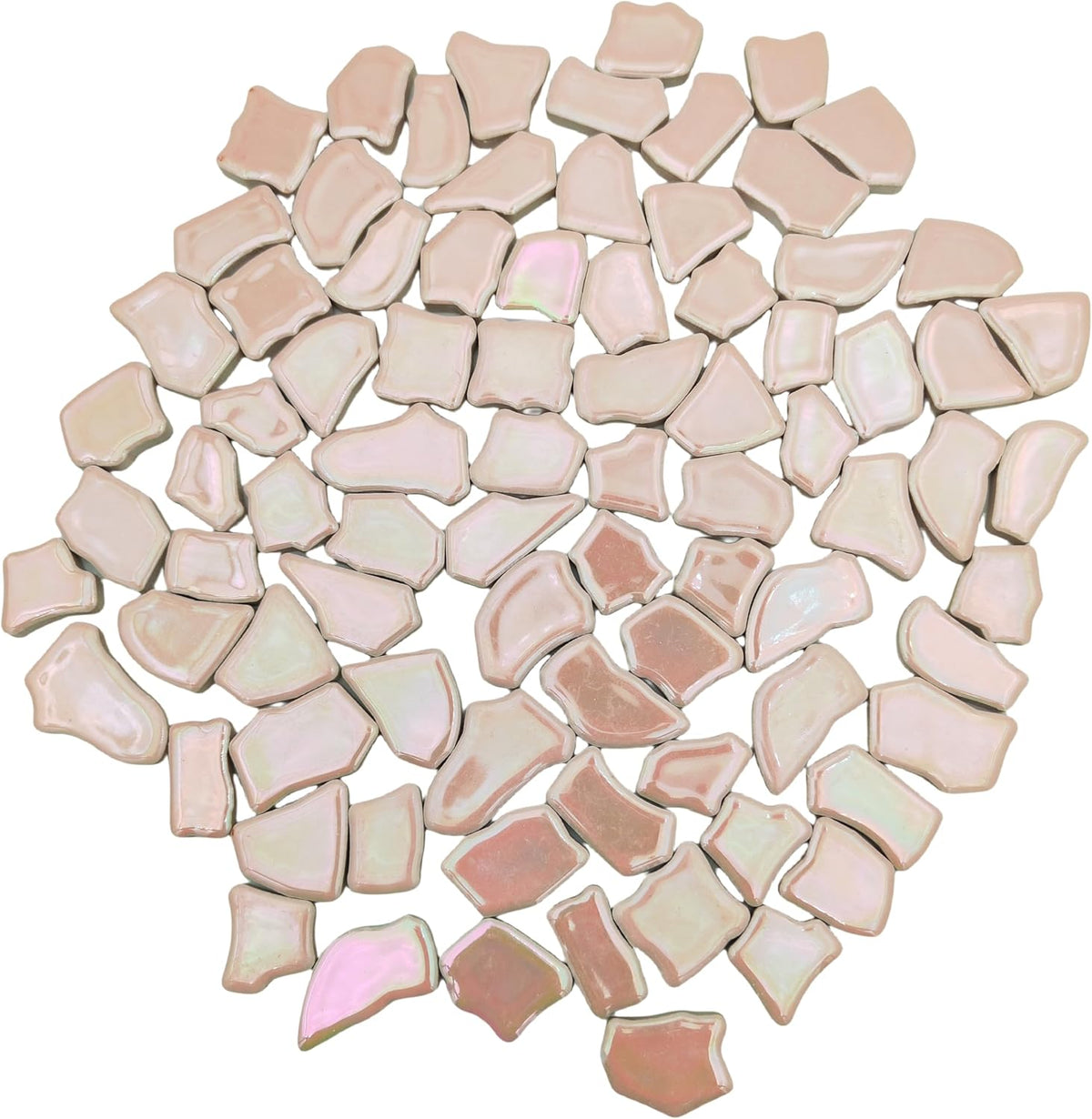 0.78"-1.57" Irregular Ceramics Mosaic Tiles,1.1LB Mosaic Pieces Stones for Home Decoration DIY Craft Plates Flowerpots Vases Cups Mosaic Making Supplies (Iridescent Pink)