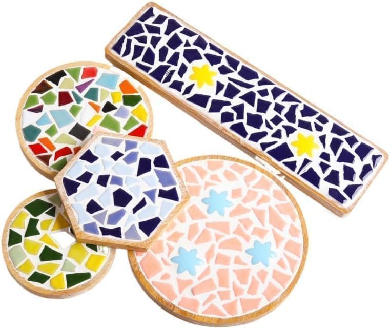 0.78"-1.57" Irregular Ceramics Mosaic Tiles,1.1LB Mosaic Pieces Stones for Home Decoration DIY Craft Plates Flowerpots Vases Cups Mosaic Making Supplies (Iridescent Pink)