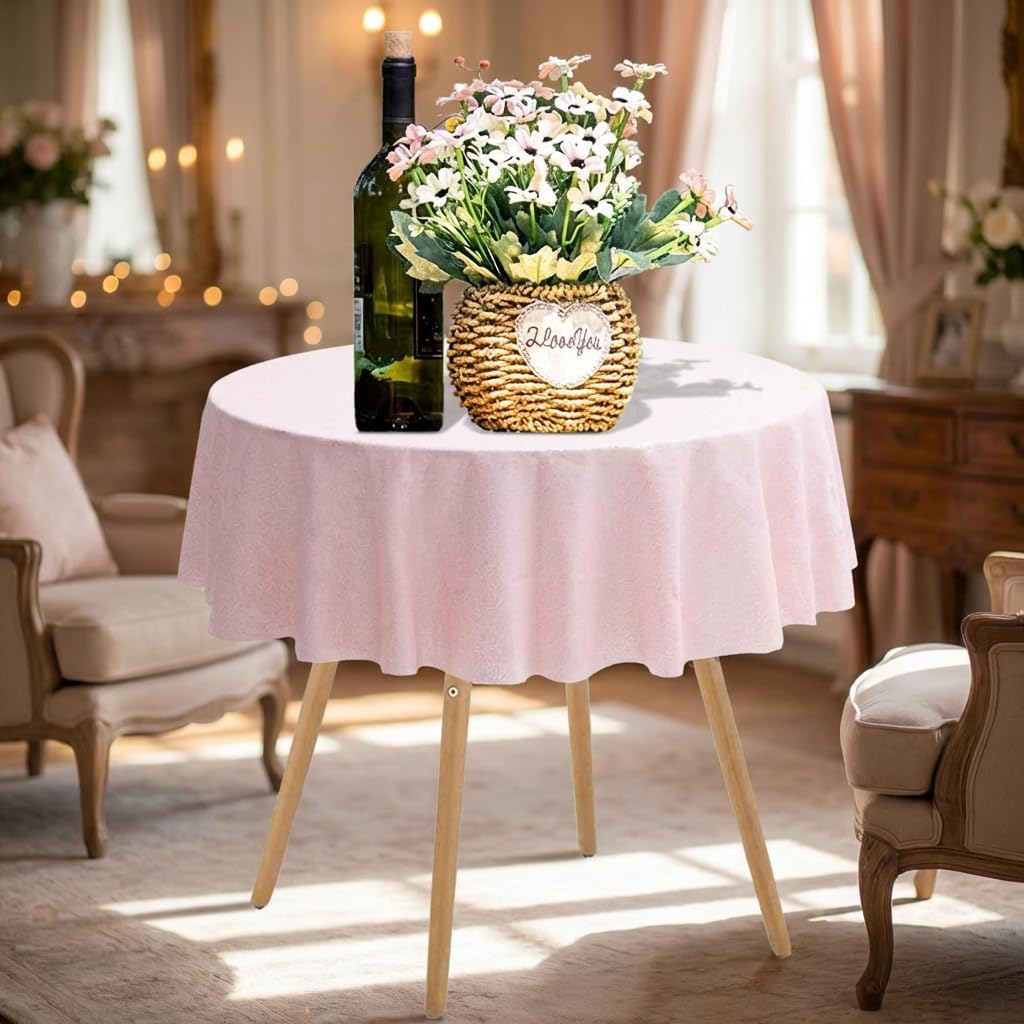 50 Inch Round Light Pink Sequin Tablecloth