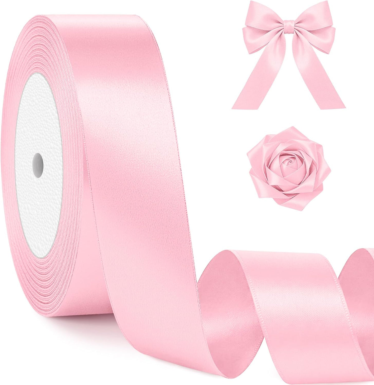 1In Pink Satin Ribbon, 25 Yards Pink Ribbon for Gift Wrapping Mothers Day