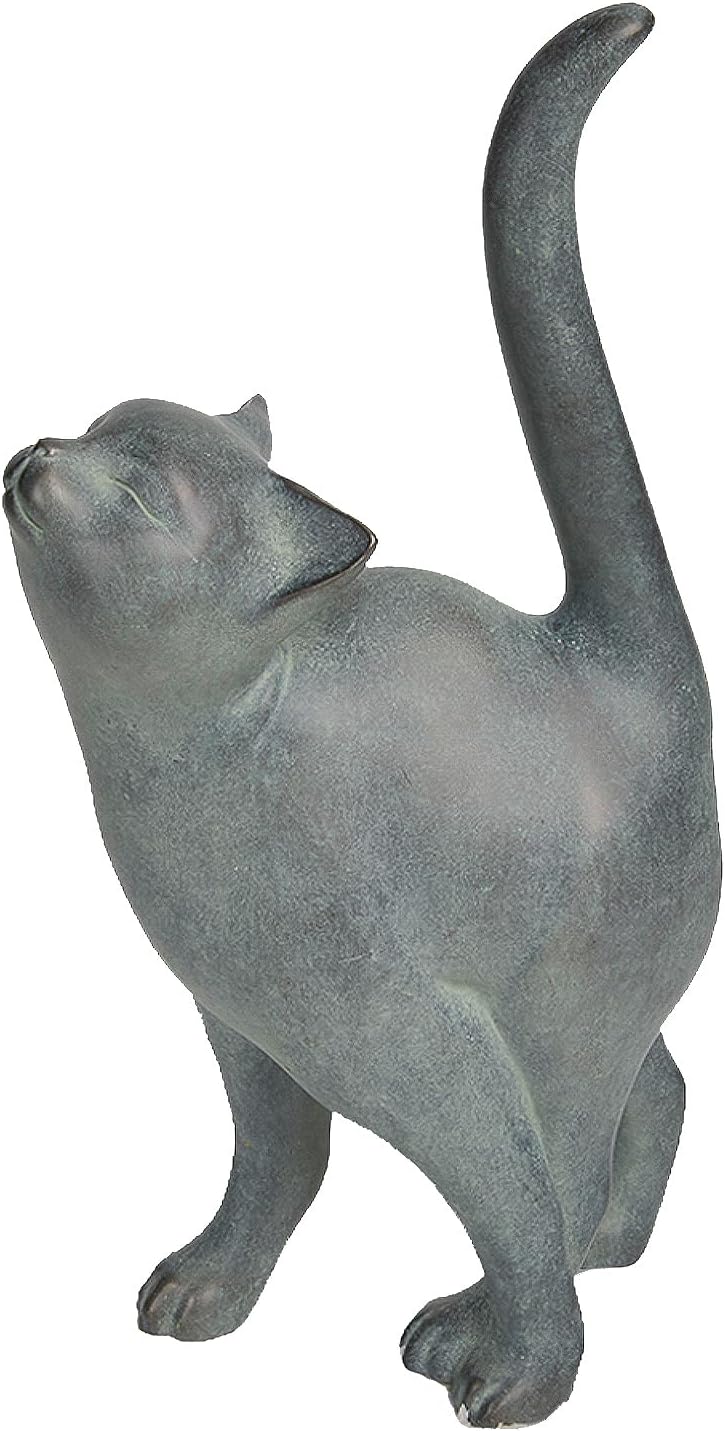 Newman House Studio Garden-Statues Cat-Figurines Home Garden Decor - Farmhouse Backyard Polyresin Kitten 7.6L x 4W x 14.5H inch