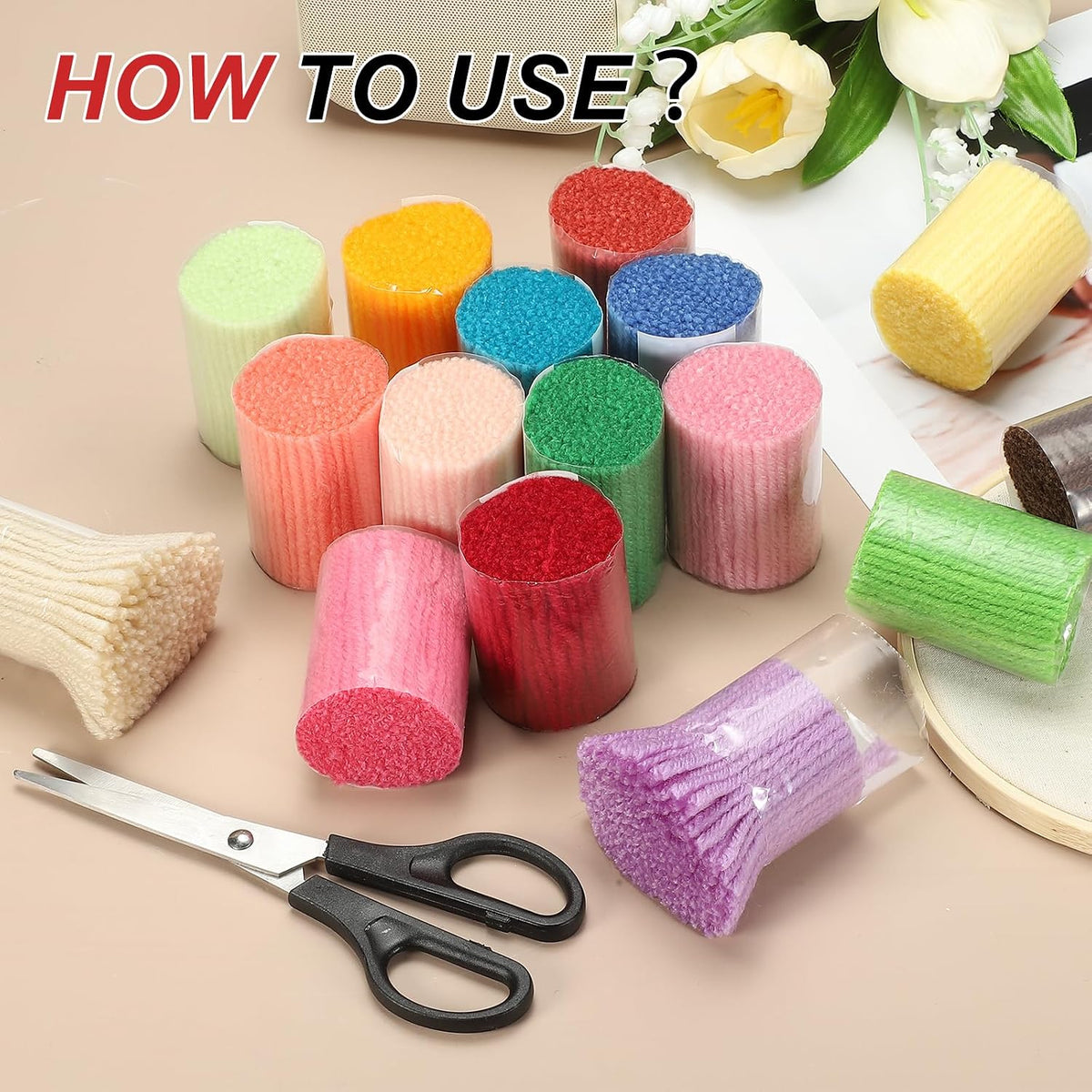 6 Rolls Latch Hook Yarn, 3mm Light Pink Latch Hook Kit Yarn Precut Hook Rugs Making Crochet Bundles for Rug Adults Beginners Tapestry DIY Craft