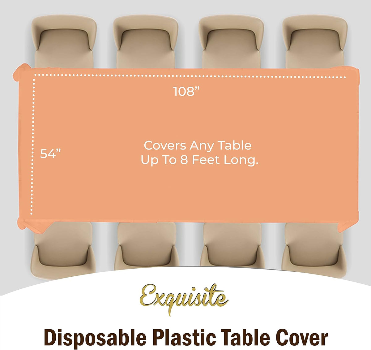 Peach Plastic Table Cloth Disposable 12 Pack, 54 x 108 Inch