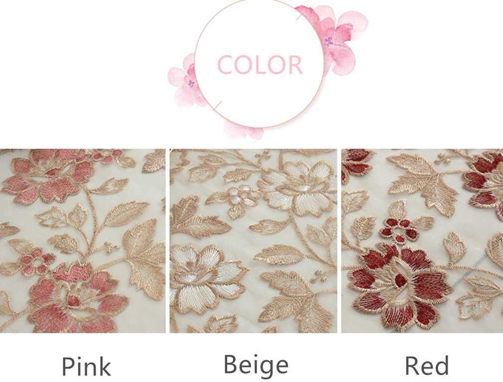 Lace Polyester Tablecloth Embroidery Square Table Cloths for Bedside Table Small Table(2 Seats), 36 x 36 Inch, Pink
