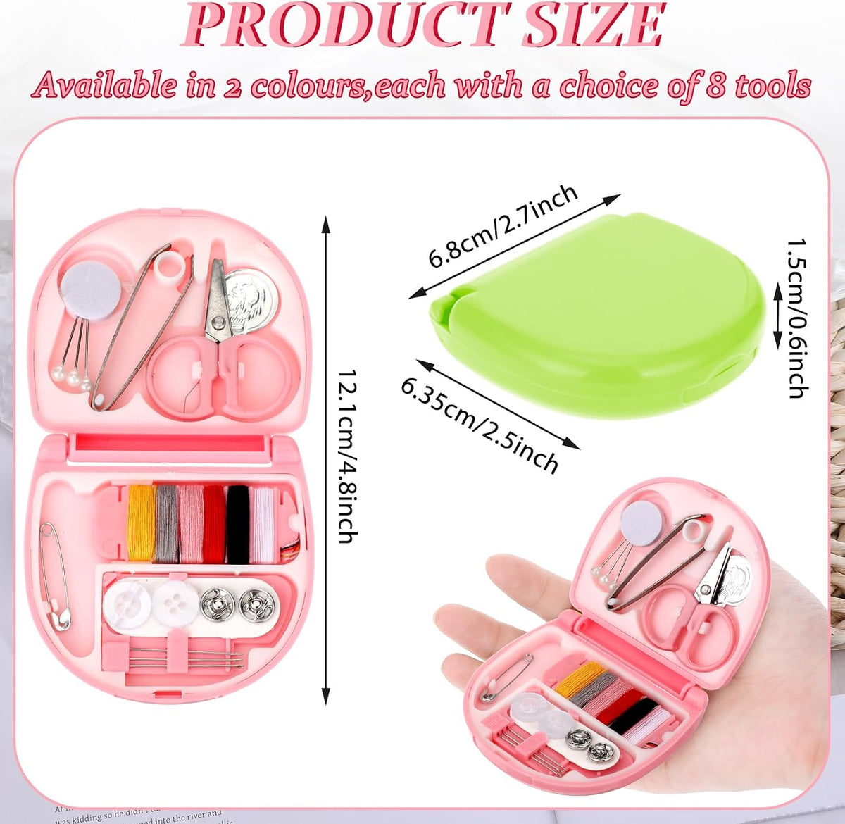 20 Pack Mini Travel Sewing Kit, Portable Sewing Tool Kits, Beginner Emergency Sewing Repair Kit with Threads Scissors Hand Sewing Needles, Plastic Sewing Kit, DIY Sewing Supplies (Green, Pink)