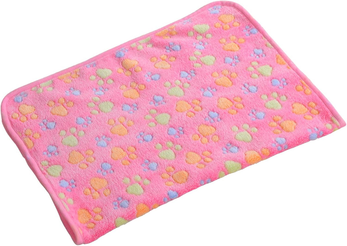 Blanket-Premium-Flannel-Medium-Printed Throw for Cats Dog Puppy Animals Soft Fluffy Fleece Pet Blankets Cozy Warm Sleep Mat Cute Paw Pink