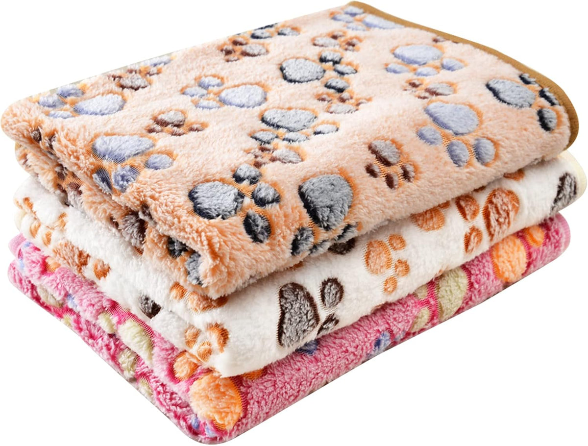 Blanket-Premium-Flannel-Medium-Printed Throw for Cats Dog Puppy Animals Soft Fluffy Fleece Pet Blankets Cozy Warm Sleep Mat Cute Paw Pink