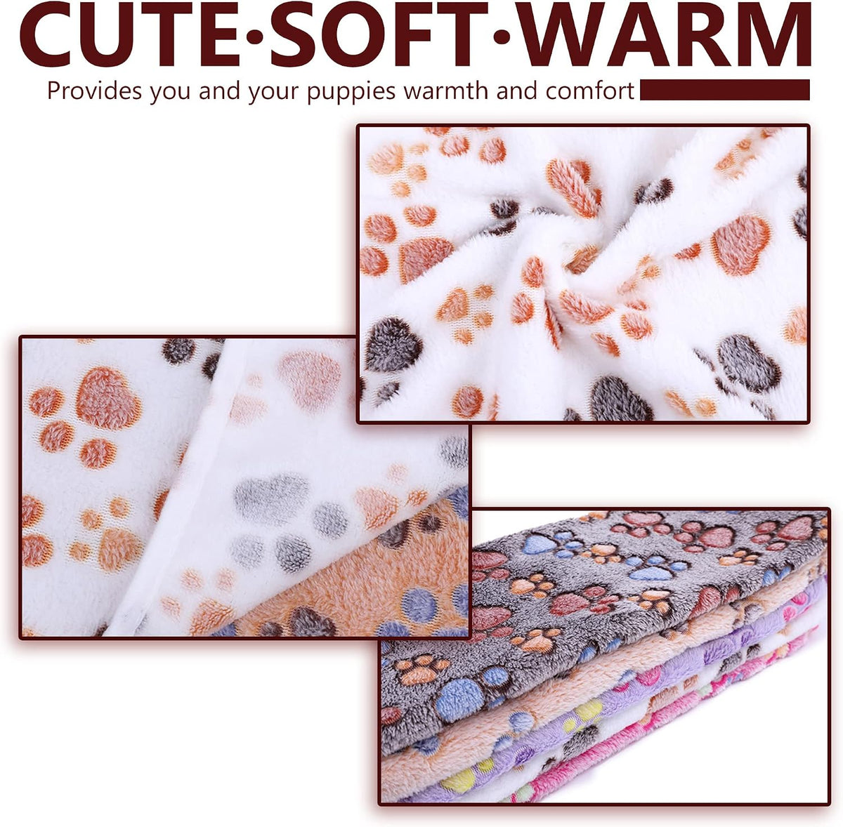 Blanket-Premium-Flannel-Medium-Printed Throw for Cats Dog Puppy Animals Soft Fluffy Fleece Pet Blankets Cozy Warm Sleep Mat Cute Paw Pink