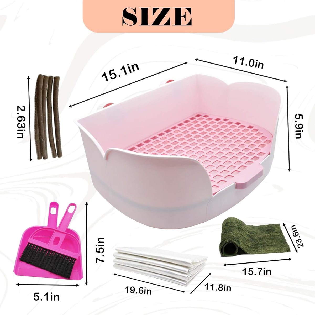 15.1"X11.0" Large Rabbit Litter Box,Plastic Square Rabbits Potty Trainer with Bigger Pan Bunny Corner Toilet Box with Small Animal Disposable Liner for Guinea Pigs Hamster Chinchilla(Purple)
