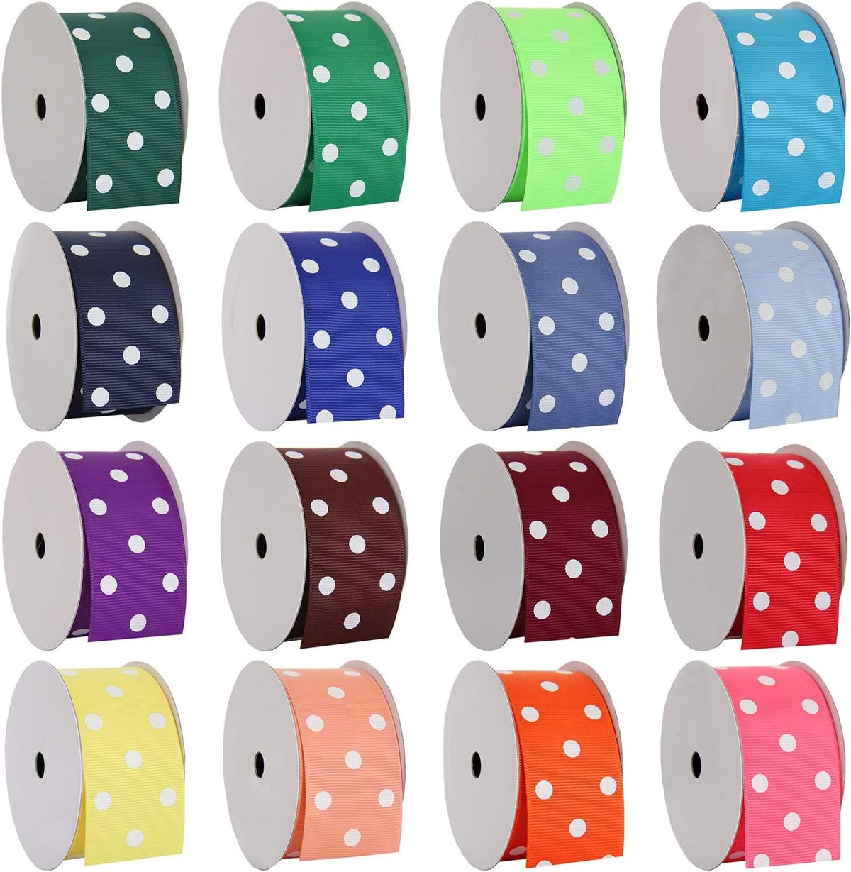 Peach Grosgrain Dot Ribbon - 1 1/2" x 5 yd | White-dot printed grosgrain ribbon - perfect for bows, hair clips, gift wrapping & DIY decorations