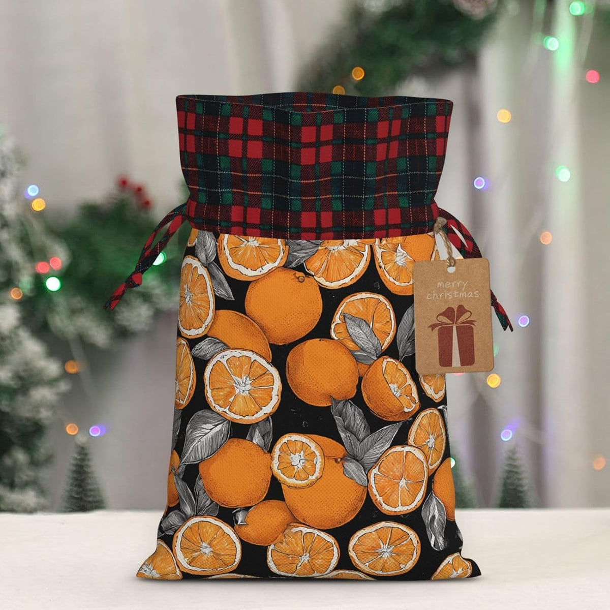 DCEHGEW Drawstring Gift Bags (Colorful Peach) Print Present Wrap Bags 11.8 x 8.3 inches Reusable Pouches Cloth Storage Bag for Christmas Wedding Birthday Parties Anniversary Supplies