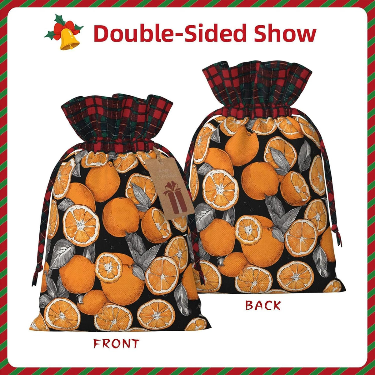 DCEHGEW Drawstring Gift Bags (Colorful Peach) Print Present Wrap Bags 11.8 x 8.3 inches Reusable Pouches Cloth Storage Bag for Christmas Wedding Birthday Parties Anniversary Supplies