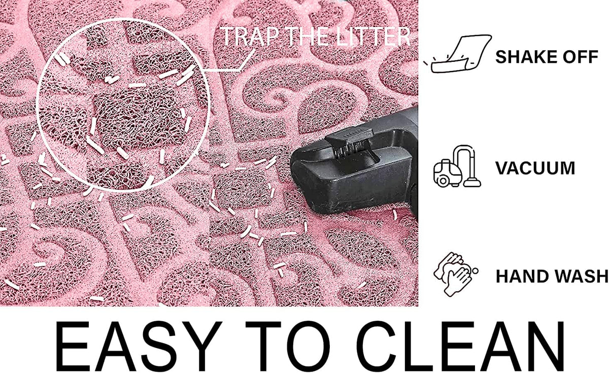 PetLike Cat Litter Box Mat, Thick Kitty Litter Trapping Mat, Durable,Waterproof &Washable with Non-Slip Backing, Soft on Kitty Paws and Easy to Clean, BPA Free