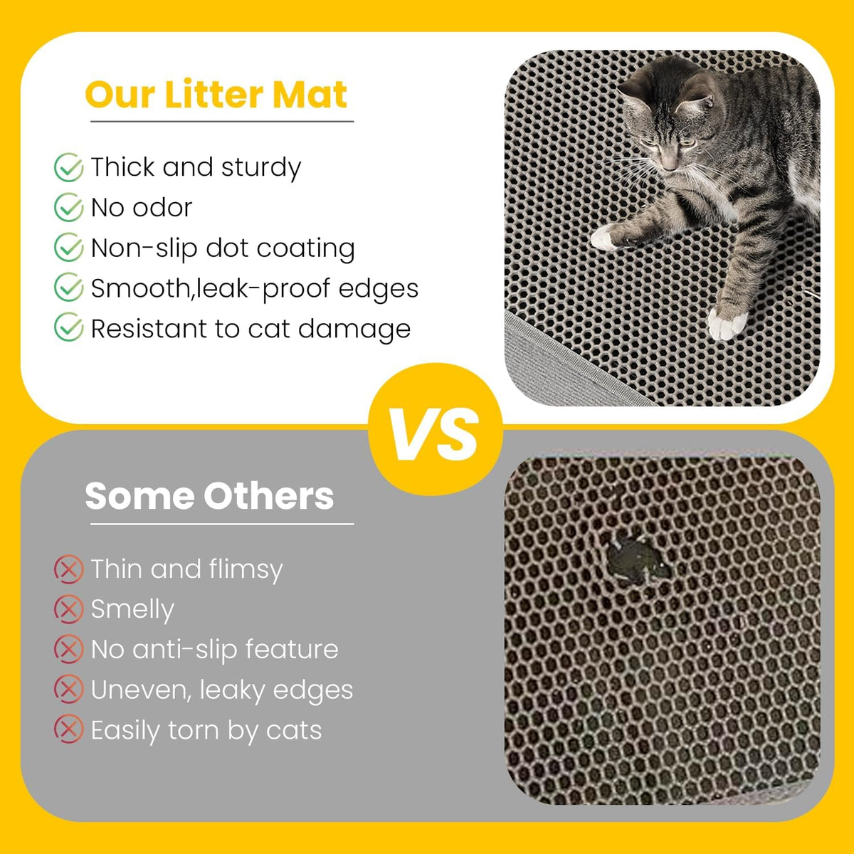Cat Litter Mat, Upgrade Super Waterproof Back Layer Litter Box Mat, Non Slip, Durable, Soft on Paws Kitty Trapping Matt (24"x18", Pink)