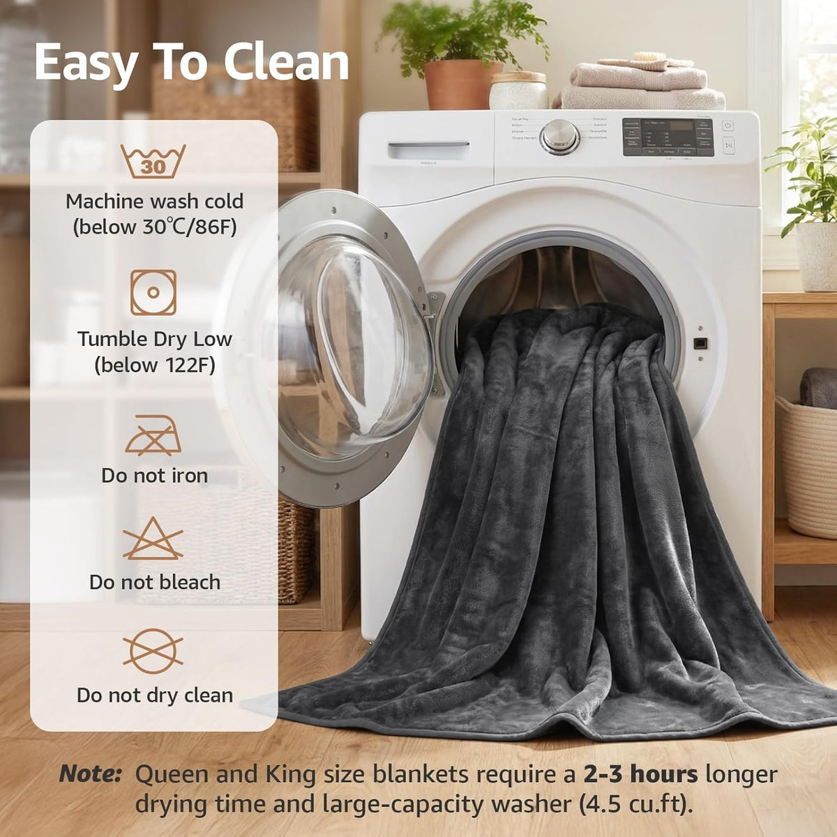 LOOBANI Waterproof Blanket for Bed Couch Sofa, 60" x 80" Reversible Flannel Sherpa Fleece Throw Blanket, Leakproof Soft Twin XL Bed Blanket, Spill-Proof Dog Cat Blanket for Travel Camping - Grey