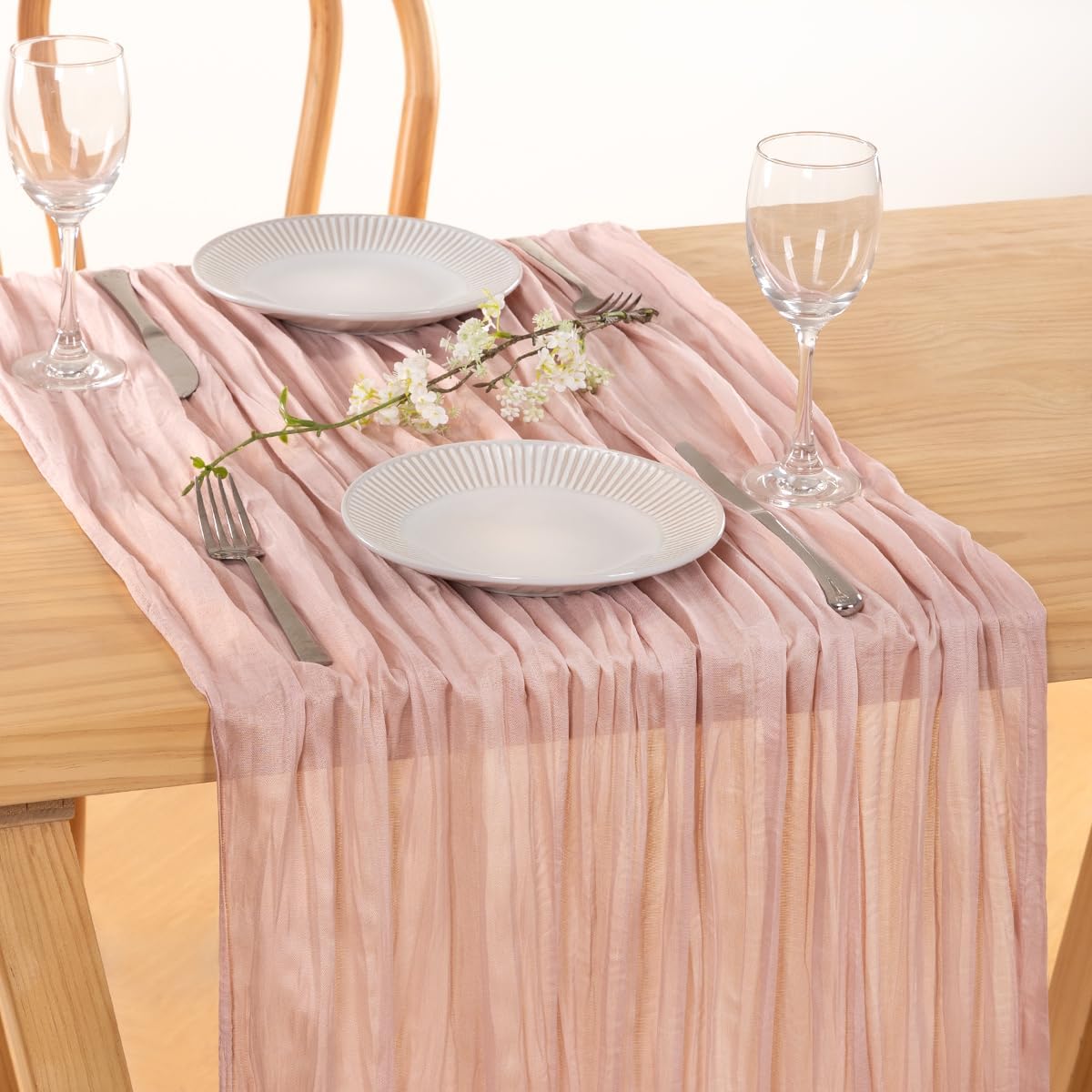 3 Pack Pink Table Runner 10ft Rustic Gauze Cheesecloth Table Decor